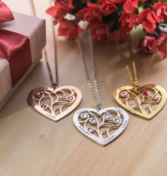 Heart-shaped tree of life necklace