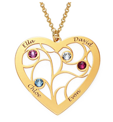 Heart-shaped tree of life necklace