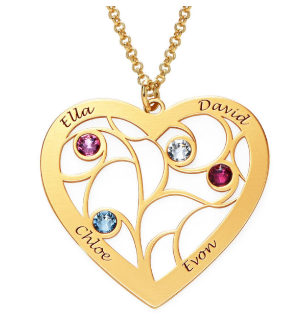 Heart-shaped tree of life necklace