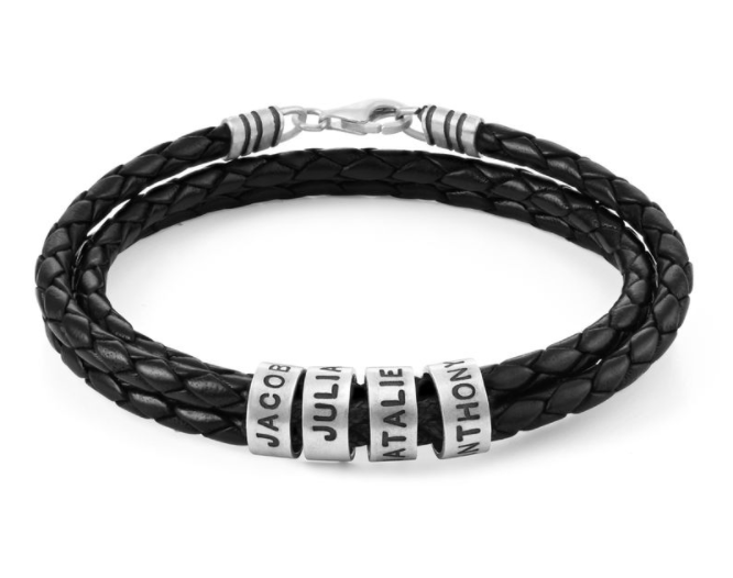 Pulsera para Hombre Personalizada de cuero en Plata